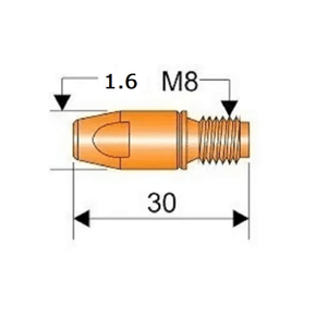 Bico de Contato para Tocha MIG / MAG E-CU 1.6MM -M8X30MM REF. SB064