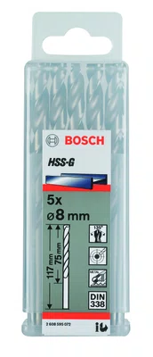 Broca para Metal Bosch Aço Rápido HSS-G 1/2" 5 peças