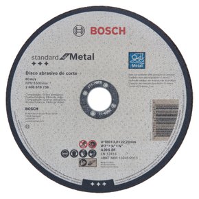 Disco de corte Bosch Standard for Metal 180x3,0mm centro reto
