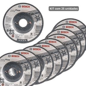 Kit com 25 Discos de Desbaste Bosch Expert for Inox 115x6,4mm Deprimido